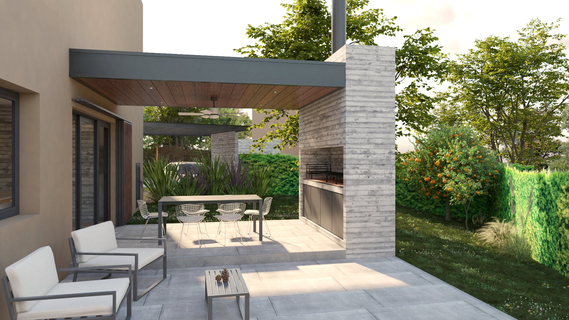 Galería con asador